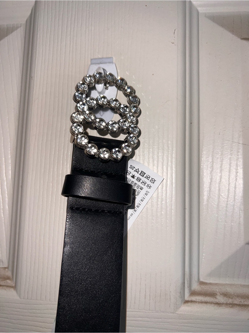 Black Women's Rhinestone Buckle Fashion Belt
